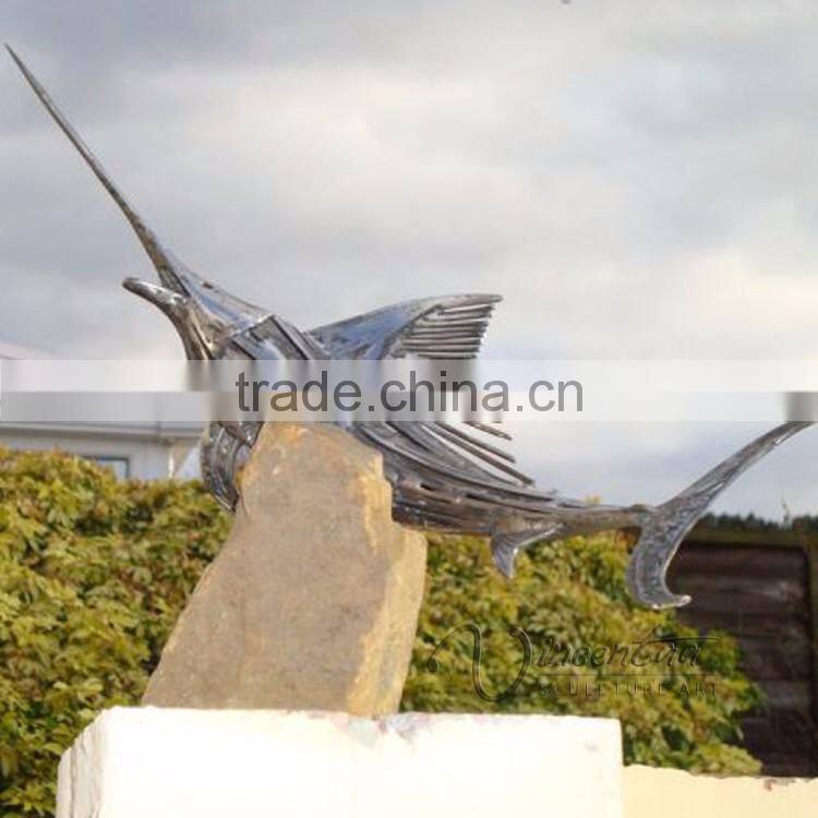 Stainless steel art large garden fish sculpture for sale