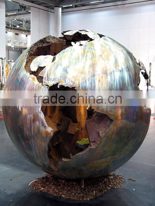 famous metal art theme park stainless steel ball garden corten steel sculpture