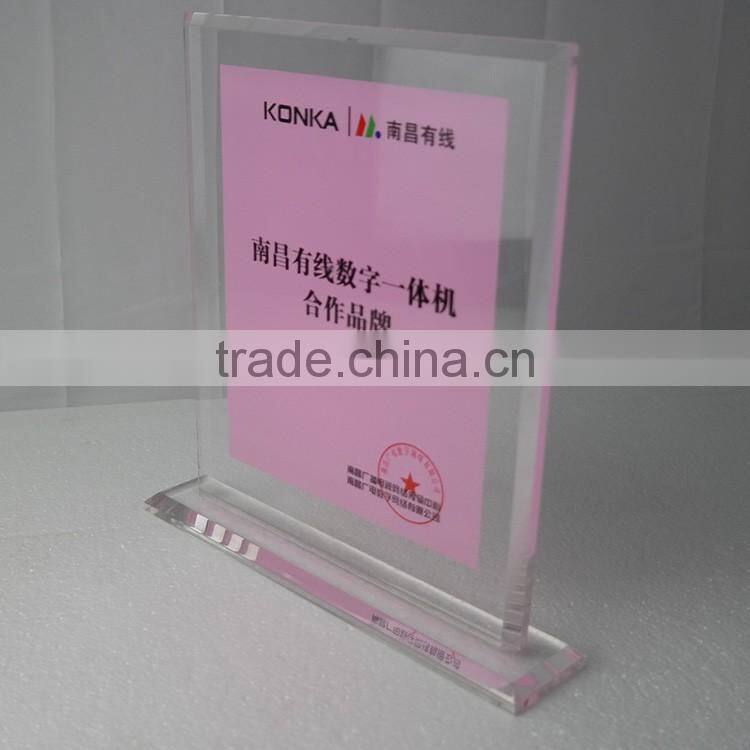 Customize T shape acrylic pos display menu holder