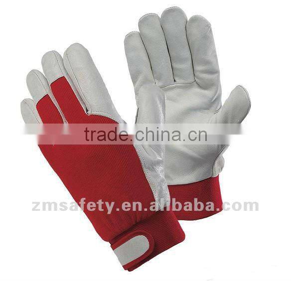 White Goat Grain Leather Driver Glove with CE approval ZM111-G