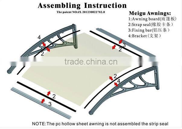 High quality plastic rain door cover canopy