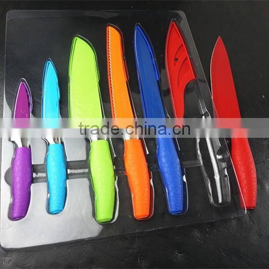 51006 6 pcs non-stick knife set with rubber handle