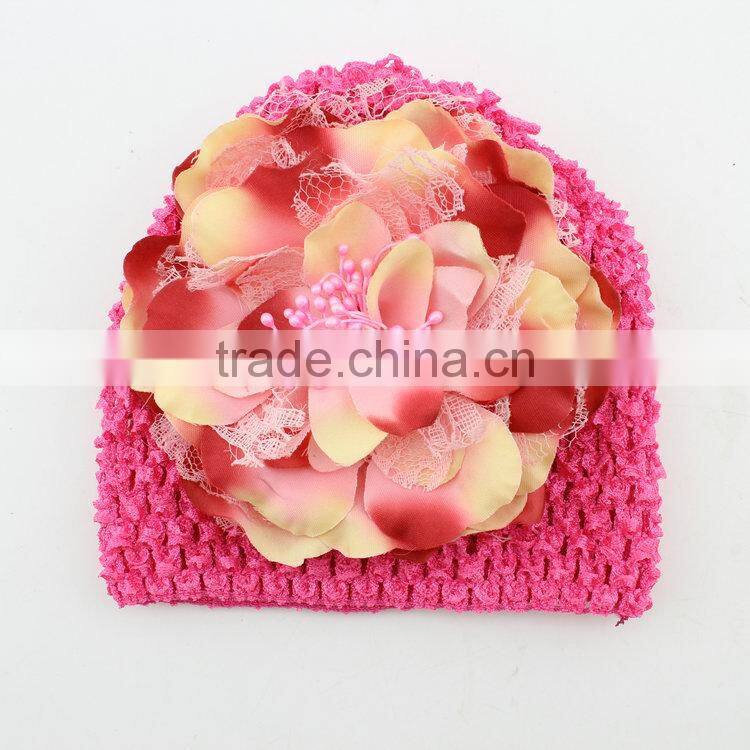 2015 kid's Winter big flower Hats handmade knitted hat Crochet Hat