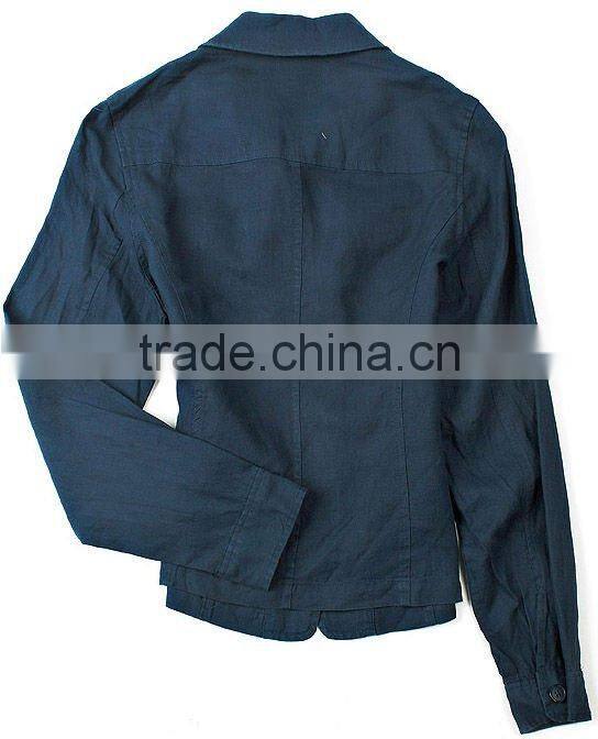 Ladies' 100% linen casual long sleeve shirt with four pockets