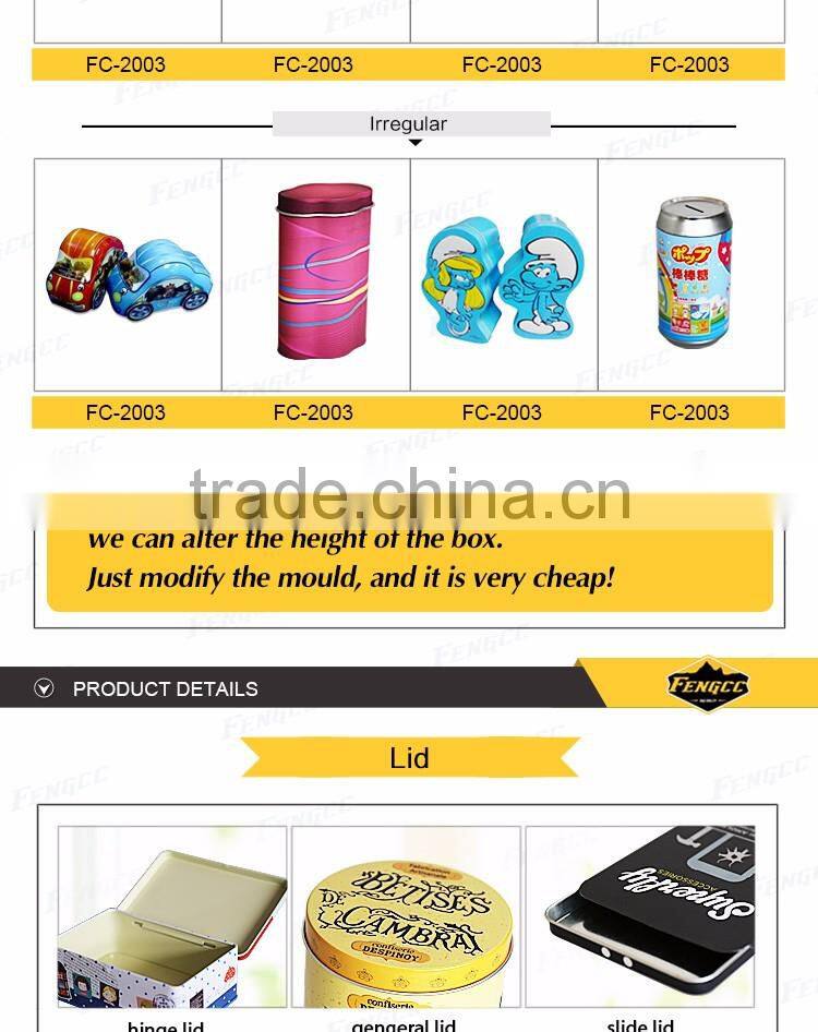 Hot Promotion customized embossed color logo flat square / rectangle metal tin box