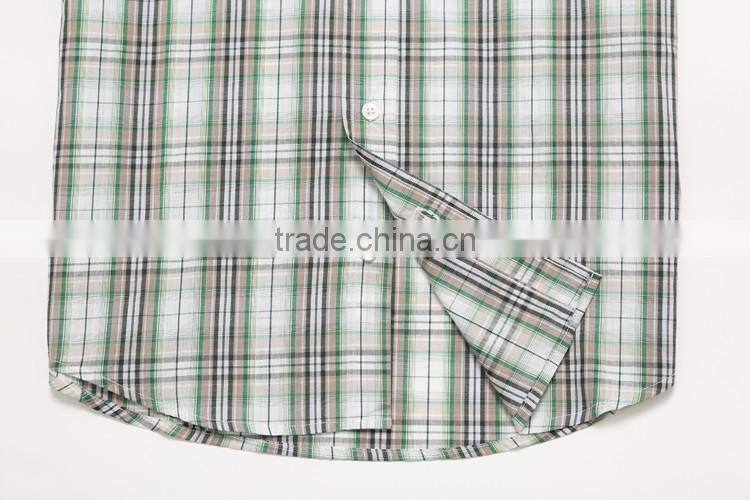 plaids 100% Organic Cotton Yarn dyed shirt, Men casual short sleeve shirt
