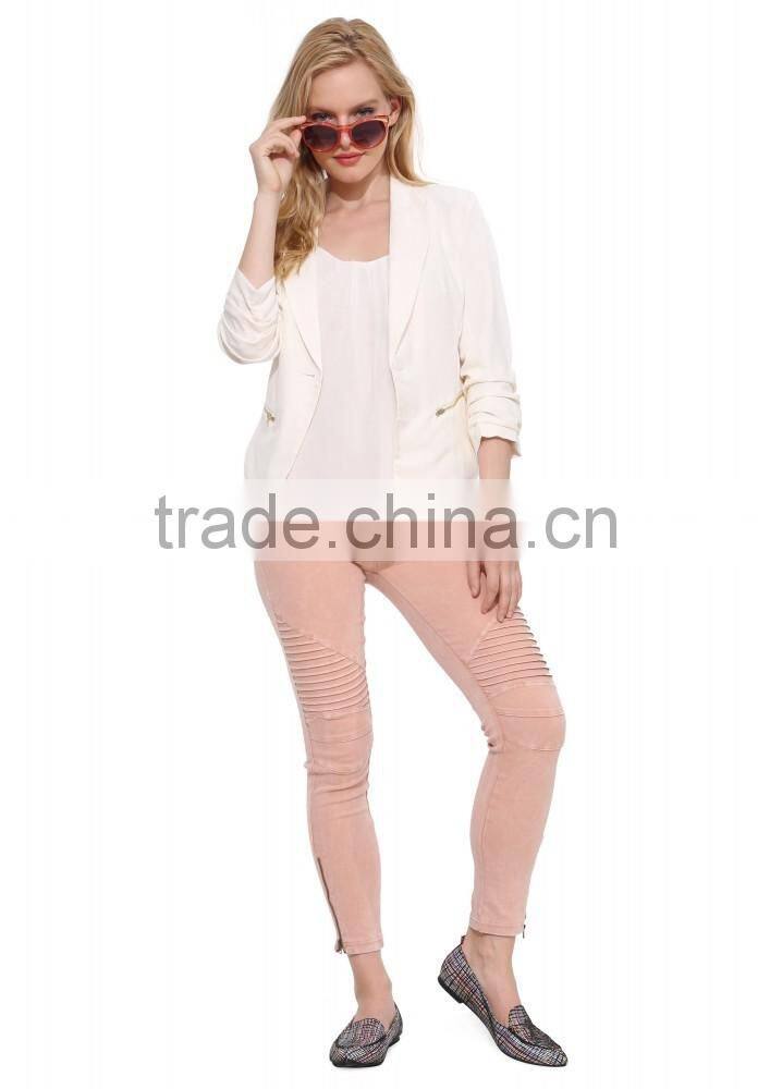 ladies/women white color half sleeve back zip high fashion blazer