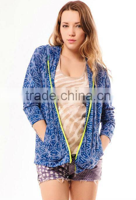 Wholesale OEM new fashion custom high quality long sleeve zipper blank camo hoodie sweatshirt for women