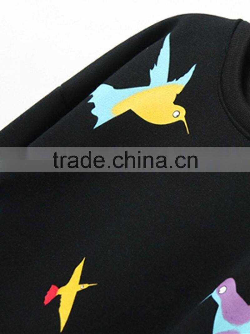 Autumn Winter thicken printing pullover fleece sweaters designs for ladies