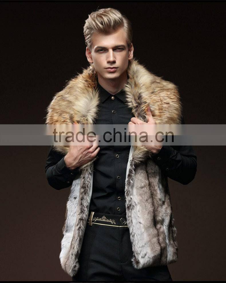 2016 winter new design faux fur man vest wholesale warm waistcoat