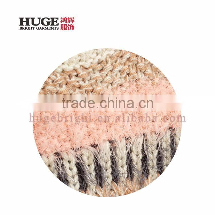 Long Sleeve Comfortable Multi Stripe Fluffy Children Sweater