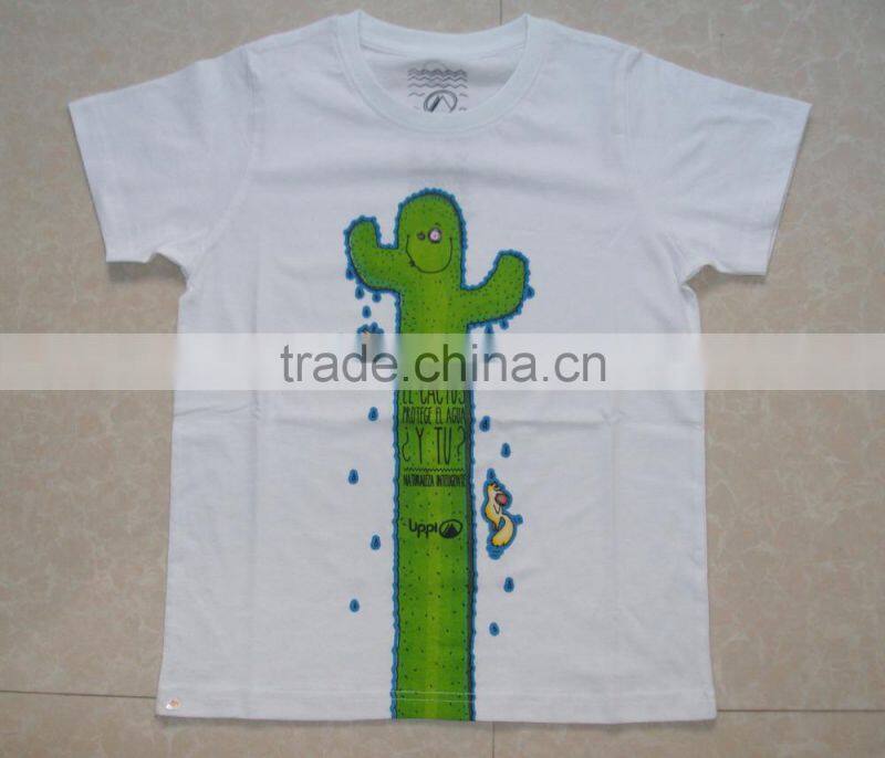 WHOLESALE KIDS SHORT SLEEVE WHITE T-SHIRT WITH WATER PRINT.100%COTTON CUSTOM PRINTED CHILDREN T-SHIRTS,
