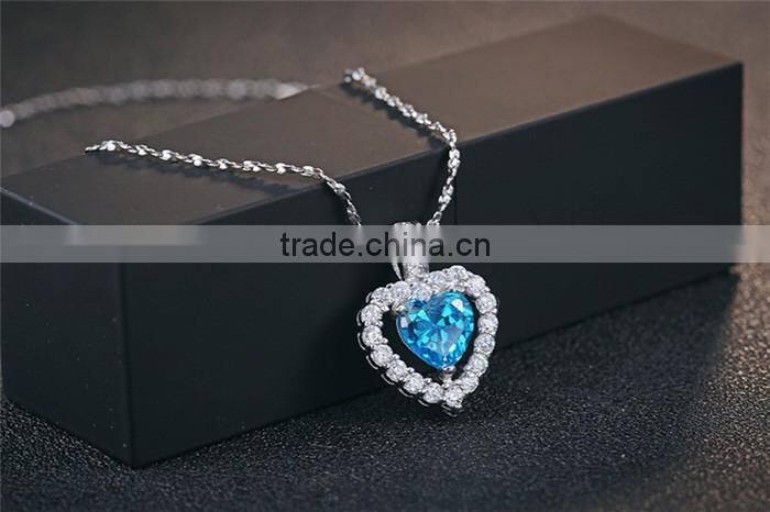 Classic Titanic Heart Of Ocean Crystal 925 Silver heart Chain Pendant Necklace Choker For Women