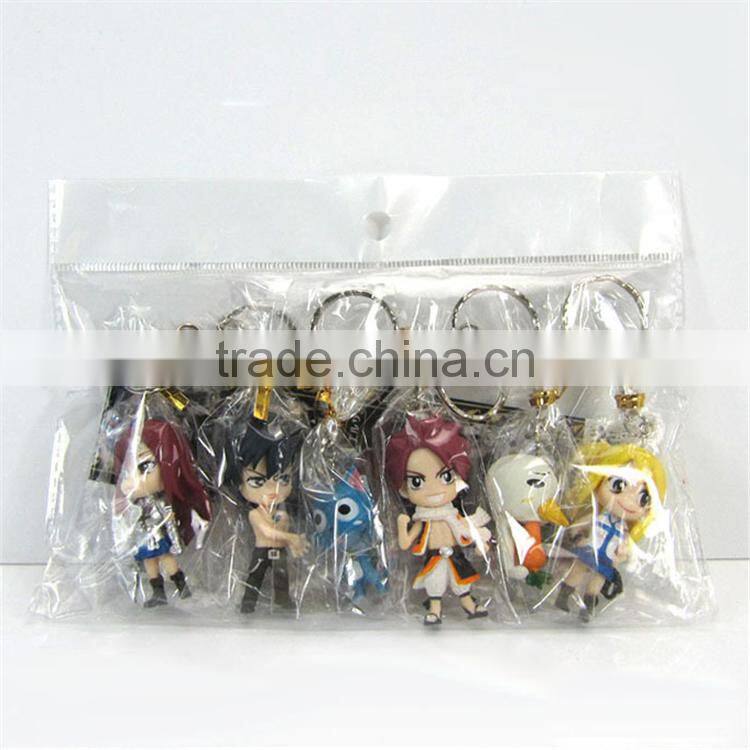 wholesale fairy tail figure toy cartoon Anime souvenirs PVC keychain for children gifts