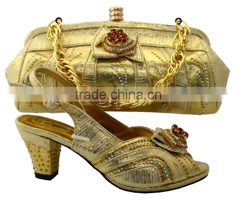 Personalized design good quality shiny elegant female shoes and matching bags lady dress matching shoes and bags MG1094