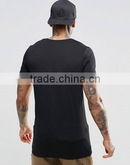 2016 Longline short sleeves plain crewneck slim fit muscle t shirt wholesale