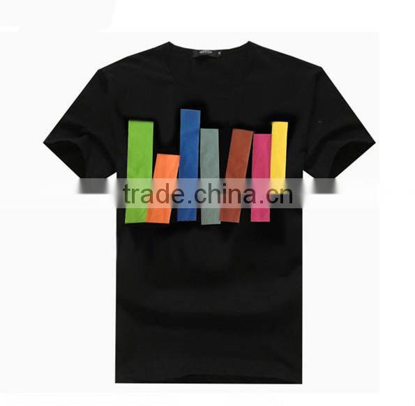 Round Collar Knit Black Custom Printed T Shirts