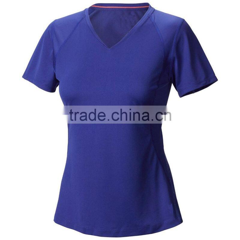 good quality colorful plain v neck wholesale short sleeve women t shirt