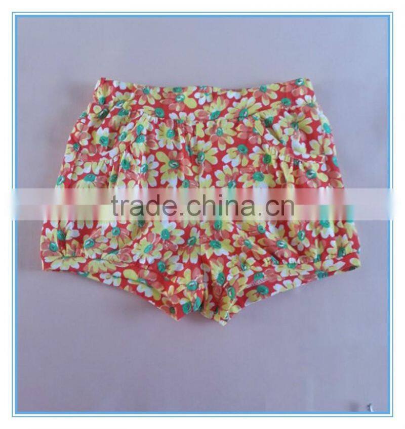 OEM factory price super comfortable 100%cotton fabric children girl's pants Stretch colorful pants flower printed pants trousers