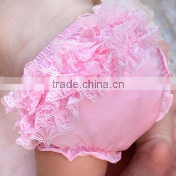 Newborn Children's Apparel Solid Color Lace Ruffle Diaper Cover PettiBloomers Underwear Summer Lace Bloomer Clothing Underwear
