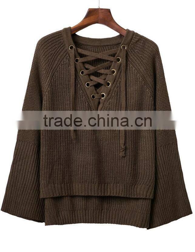 EY0851S New Style 2016 Women Fashion V-Neck Knitted Pullover Sweater