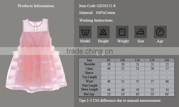 Fashion Summer Pink Girl Dresses With Lace Girls Princess Dresses Sleeveless Infant Clothes GD50112-8