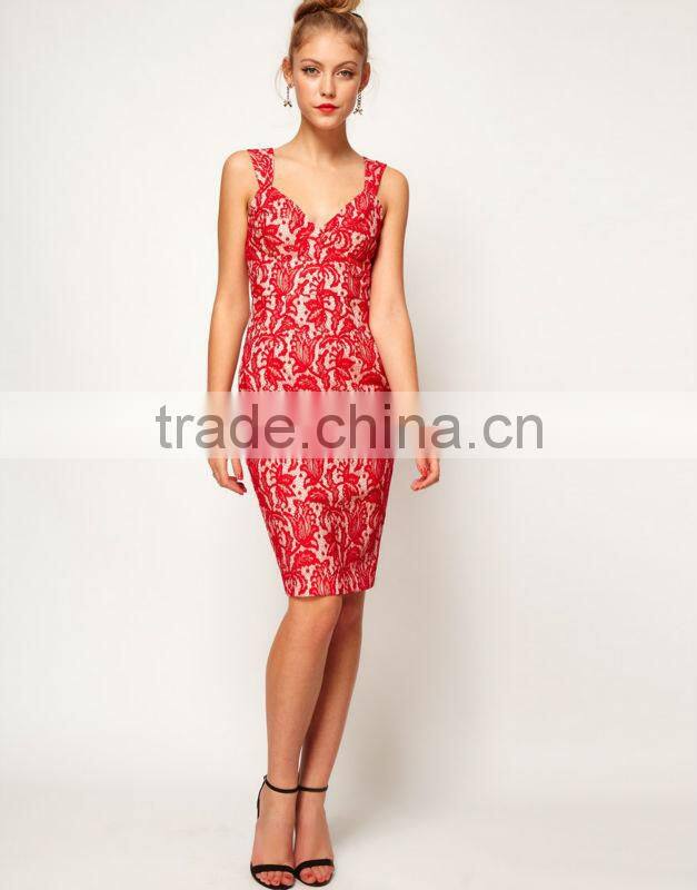 Pencil Dress In Bonded Lace