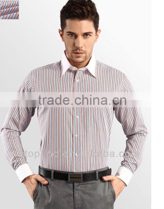 Men Long Sleeve stripe color matched latest shirt designs for men