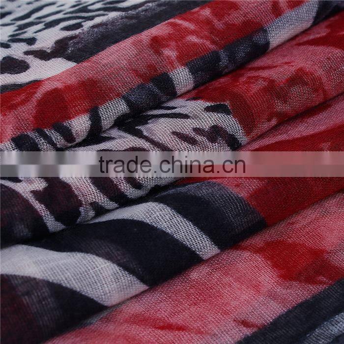 Voile Scarves & Wraps Rectangle Black Wine Red Leopard Print Alibaba Scarves