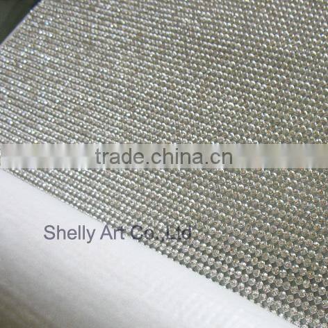 A grade Iron on Rhinestone Mesh Hot fix Rhinestone Sheet Crystal Mesh 3MM SS10 Clear