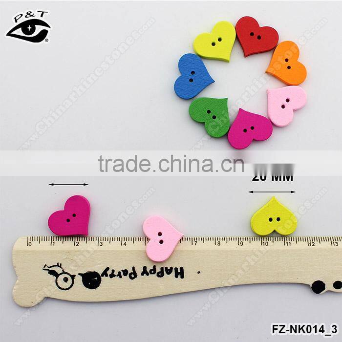 15x20mm Colorful pur color Heart Shaped Wood Buttons For Decoration DIY Craft