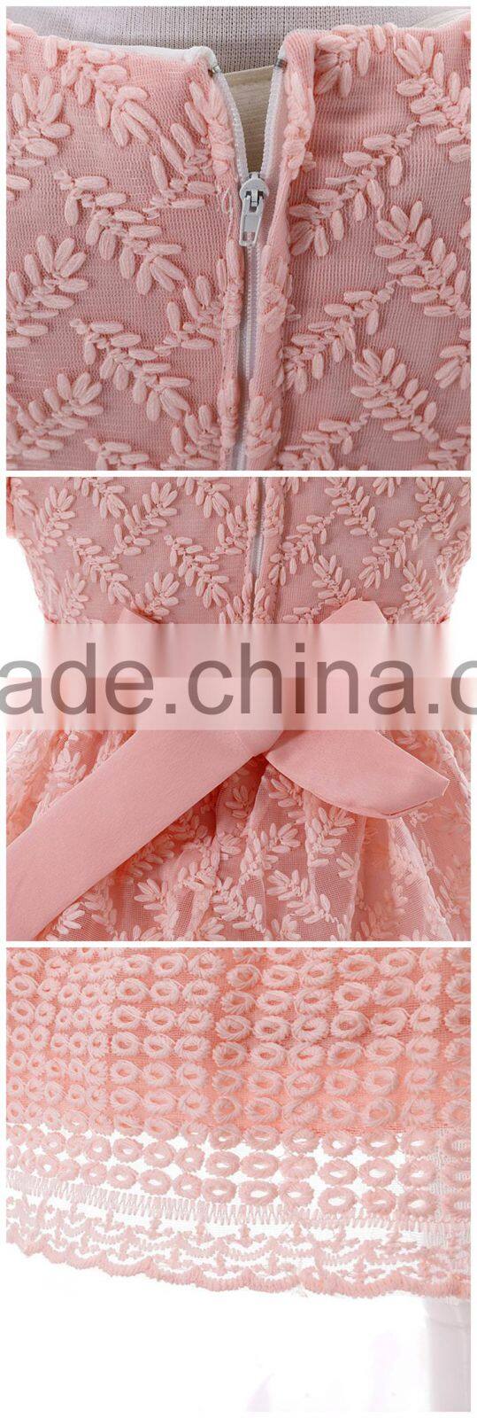Good quality flower embroidery latest net designs novel fashion baby dress new style