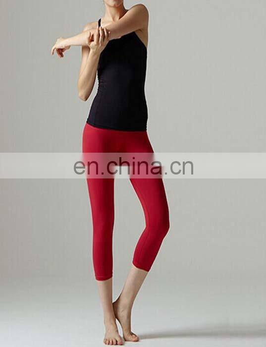 Women's nylon and spandex fitness ninth pants yoga vest suits