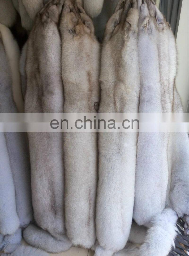 100% Real Blue Fox Fur Skin /Fox Fur Pelt For Garment Collar
