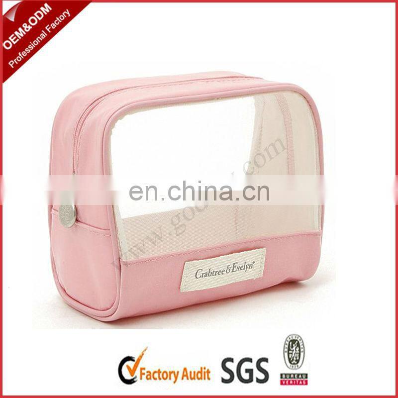Promotional Rectangular Transparant Ladies Mesh &Net Make Up Bags