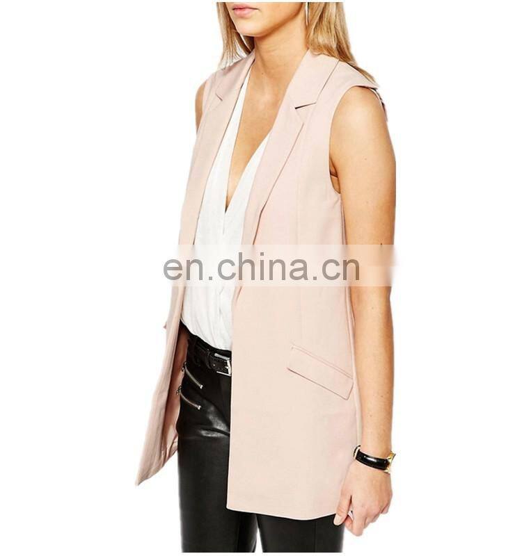 Fashion office casual pink sleeveless winter jacket for women