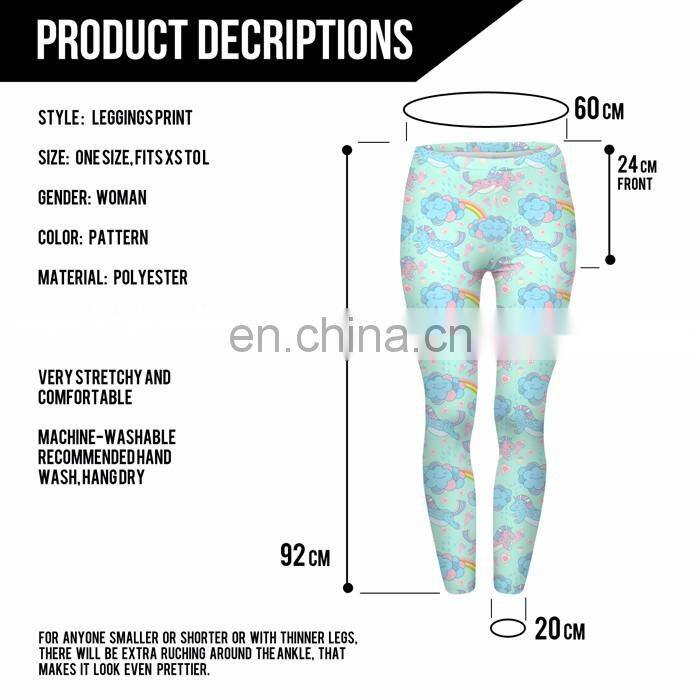 Unicorn clouds printed girls elastic workout stylish hot cheap pants jogging tight girl fabric fashion leggings for woman