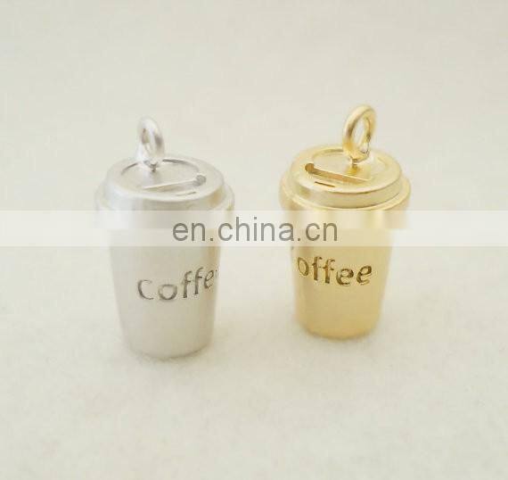 2017 Best selling products wholesale 3D silver/gold plating 7.4 cm X 1.2 cm coffee charms