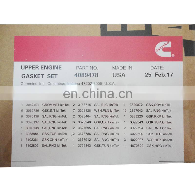Golden Quality  diesel engine  parts  stainless steel M11 4089478 Upper Engine Gasket
