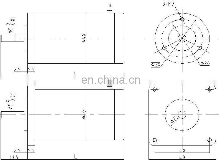 OD 40 mm high torque Permanent Magnet Brushed Dc Motor 12V 24V 48V power 10W 20W 30W