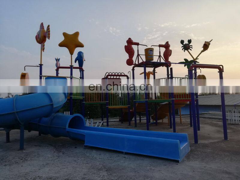 Outdoor or indoor swimming pool with fiberglass slide, children's recreation water house
