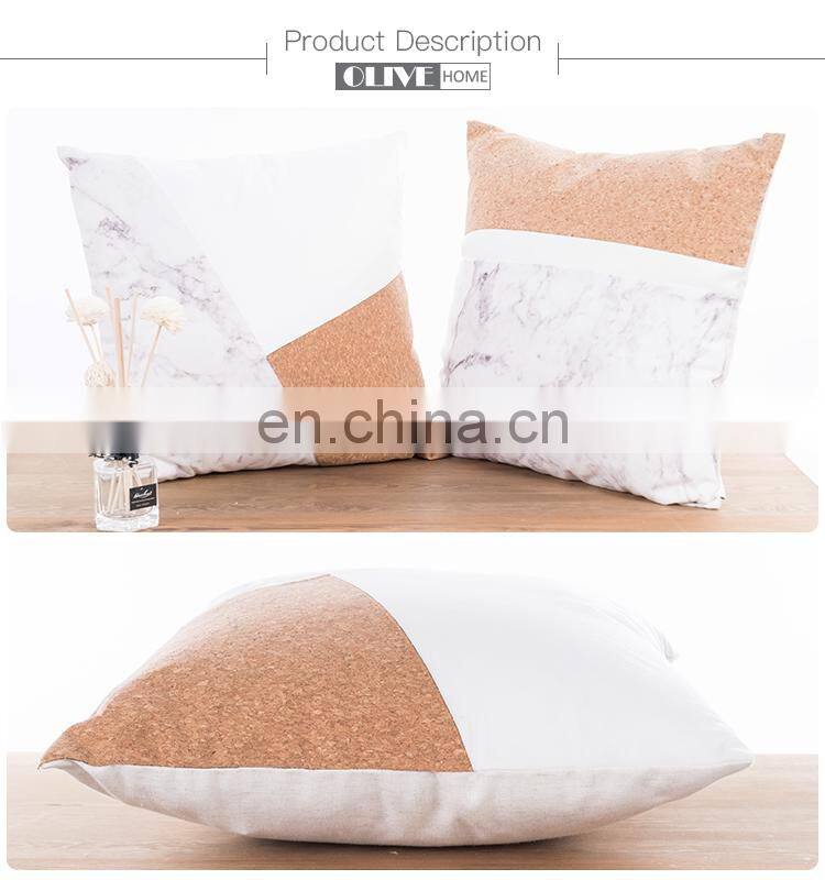 2018 Spring New Geometry Pillow Poly Canvas Patchwork Applique Cork Sofa Cushion