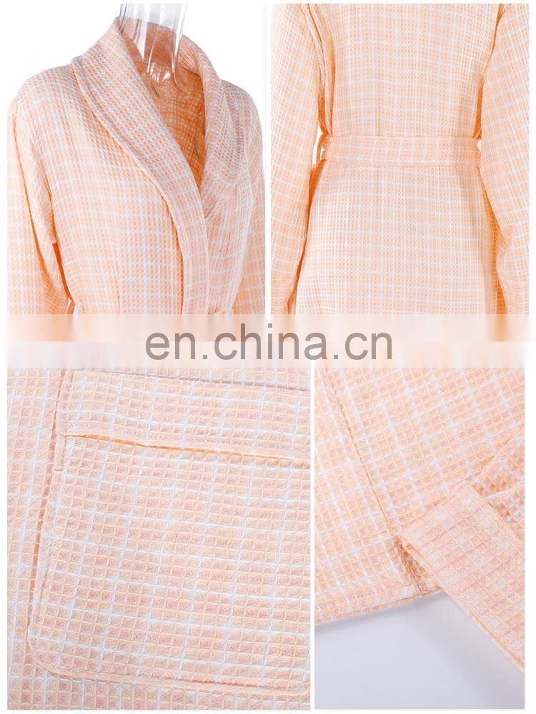 2018 Spring New 100 Cotton Quilted Yarn Dyed Waffle Bathrobes Women wholesale hotel bathrobe