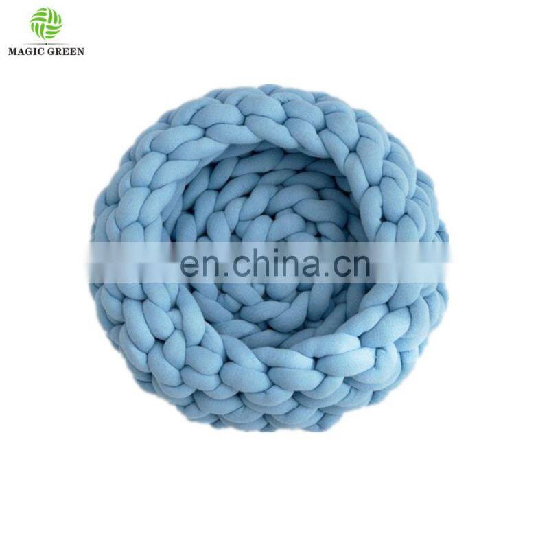 12 colors stock 100% COTTON SEAMLESS D2-3cm machine washable roving yarn filled tube braid hand knit pet plaid house bed