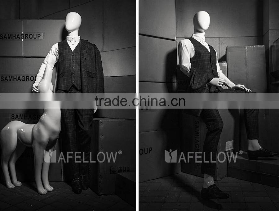 fiberglass glossy white egg head male movable joint mannequins