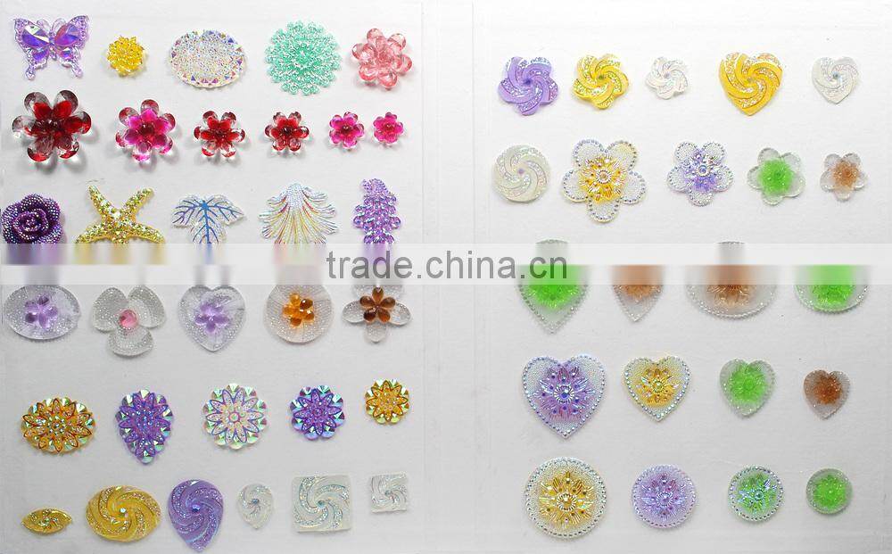 jx0730 china new arrival flower resin rhinestones beads non hotfix for woman dress