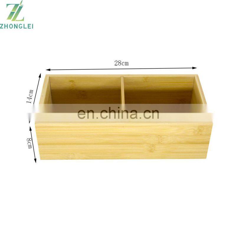 Simple Natural Bamboo Drawer Organizer Storage Box bathroom living room kitchen Factory