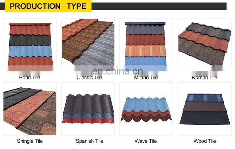 Roofing tiles chip stone coated metal roof tile rooftop stone coated roofing tile
