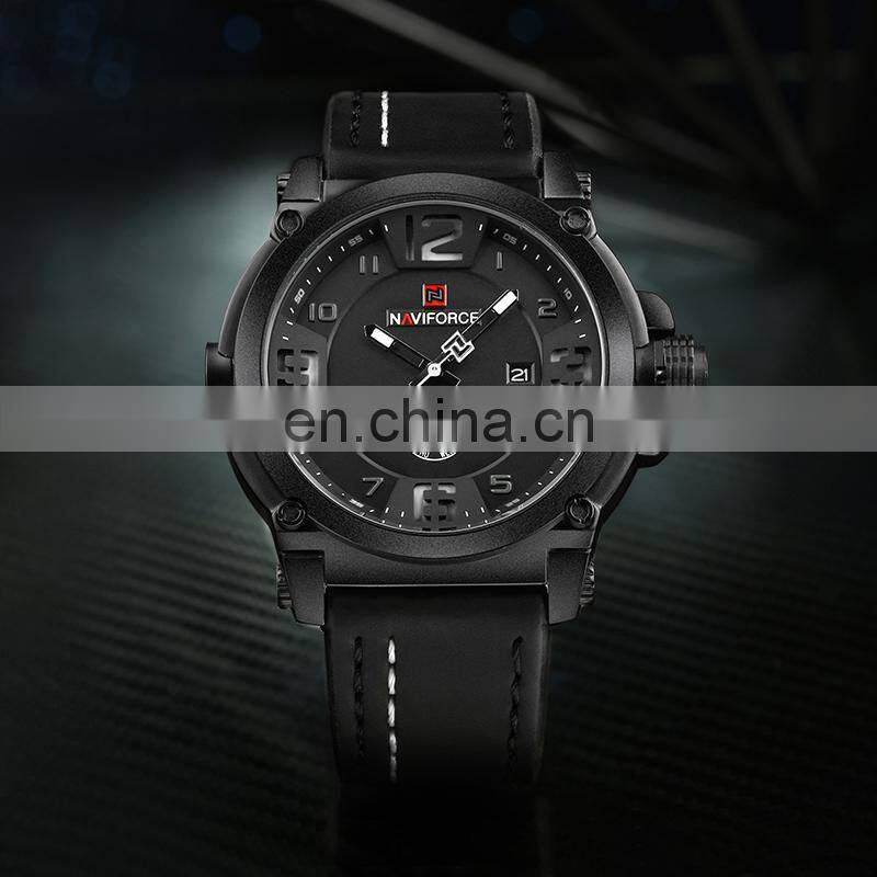 NAVIFORCE 9099 Luxury Men Military Sports Quartz Watches 30M Waterproof Leather Band Wristwatch 3D Dial Creative Calendar Clock