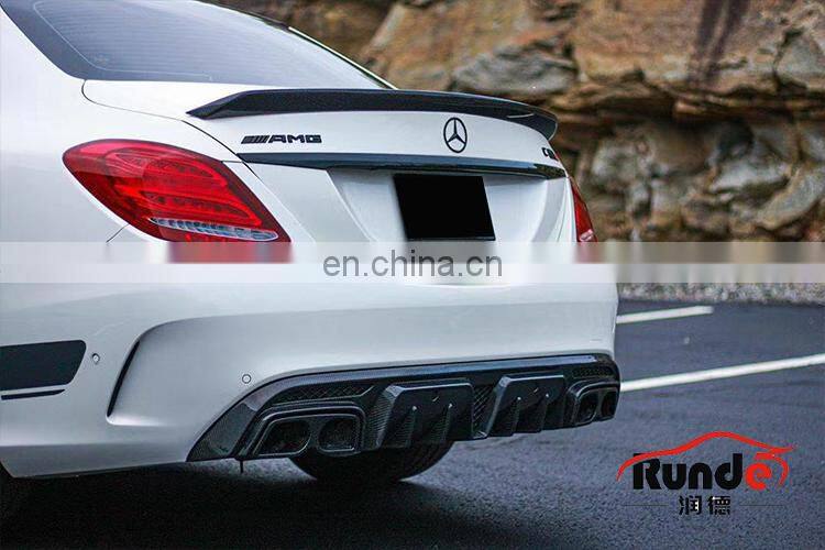 Runde Car Modification Carbon Fiber Material Rear Lip Exhaust For Mercedes-Benz W205 C200 C260 C300 C63AMG rear lip exhaust